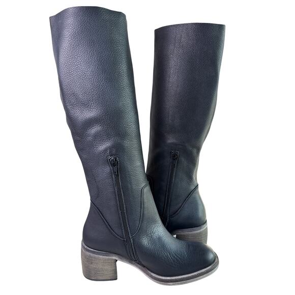 Free People Essential Tall Slouch Boot Women's Size EU37 Black Leather Round Toe - Picture 4 of 13